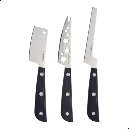 Cheese Knife, MATTSTONE HILL Cheese Knives Set - Soft & Semi Hard Cheese Knife, Soft Cheese Slicer, Cheese Cleaver, Hard Cheese Cutter, Premium Stainless Steel, Wood Handle