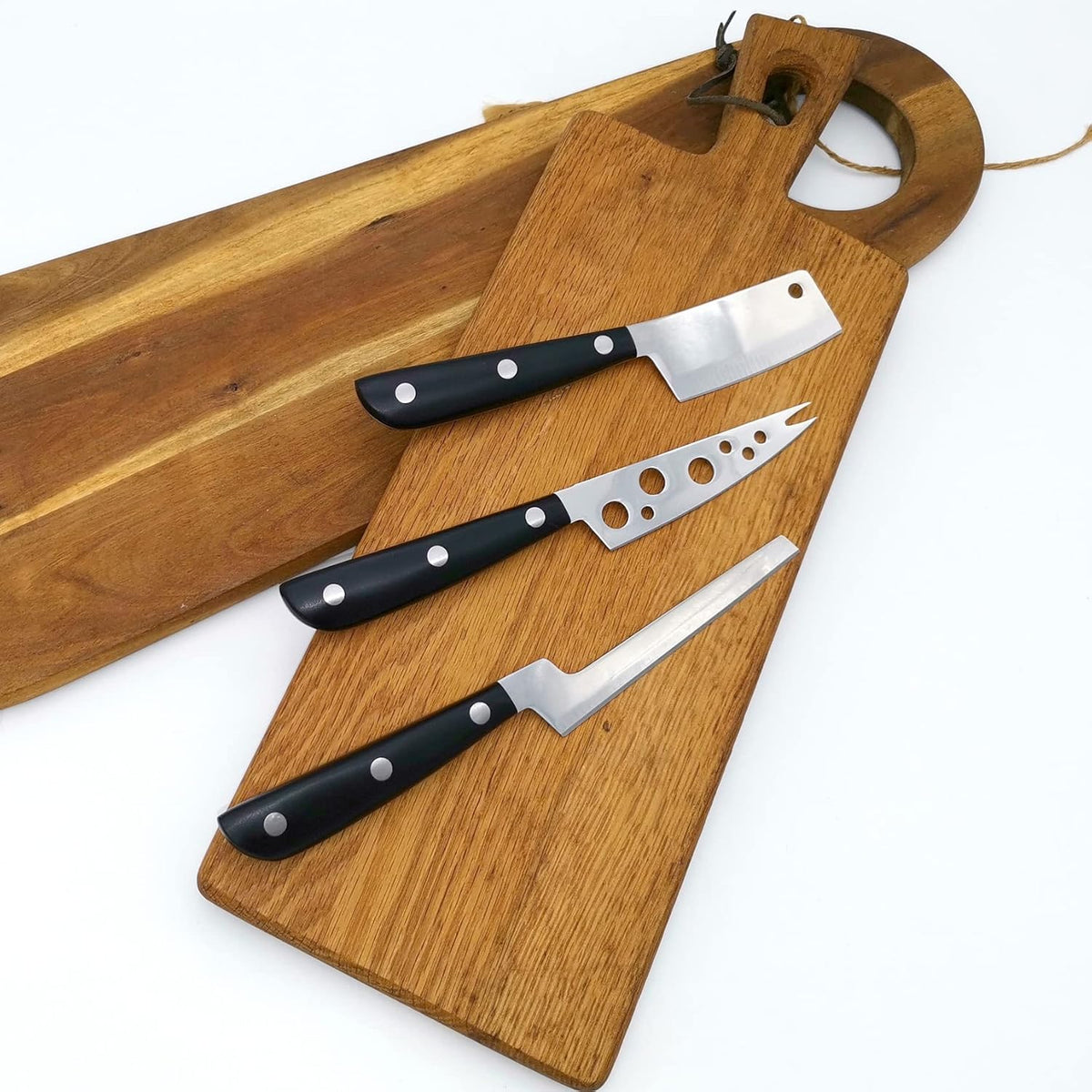 Cheese Knife, MATTSTONE HILL Cheese Knives Set - Soft & Semi Hard Cheese Knife, Soft Cheese Slicer, Cheese Cleaver, Hard Cheese Cutter, Premium Stainless Steel, Wood Handle