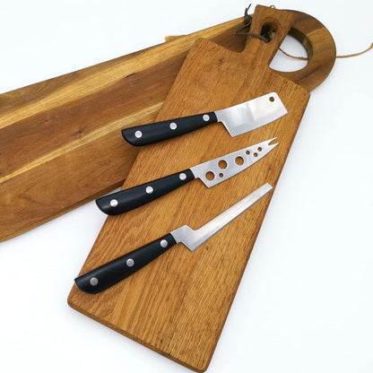 Cheese Knife, MATTSTONE HILL Cheese Knives Set - Soft & Semi Hard Cheese Knife, Soft Cheese Slicer, Cheese Cleaver, Hard Cheese Cutter, Premium Stainless Steel, Wood Handle