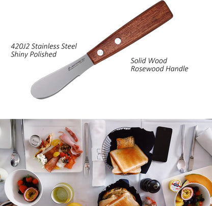 Cheese Knife, MATTSTONE HILL Cheese Knives Set - Soft & Semi Hard Cheese Knife, Soft Cheese Slicer, Cheese Cleaver, Hard Cheese Cutter, Premium Stainless Steel, Wood Handle