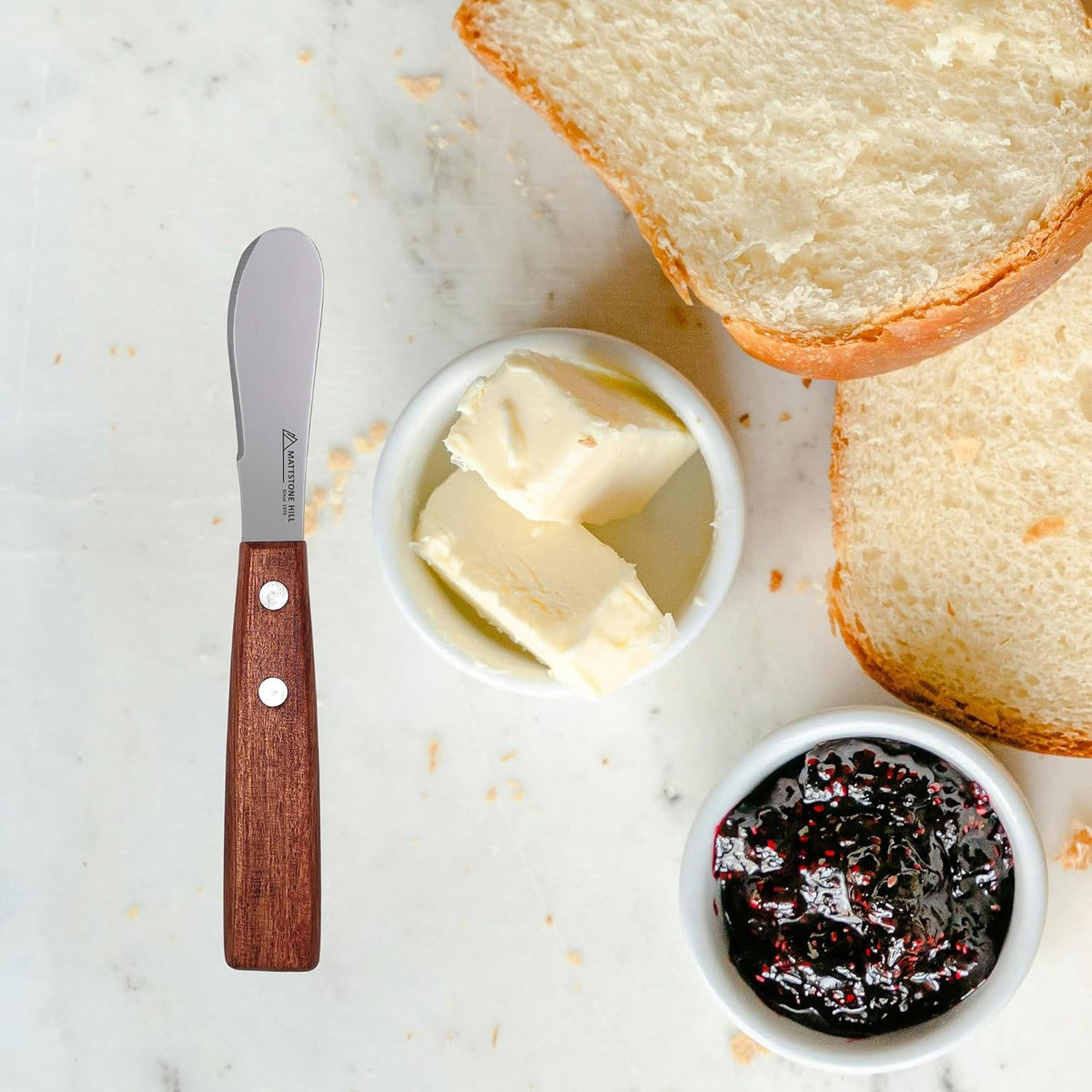 Cheese Knife, MATTSTONE HILL Cheese Knives Set - Soft & Semi Hard Cheese Knife, Soft Cheese Slicer, Cheese Cleaver, Hard Cheese Cutter, Premium Stainless Steel, Wood Handle