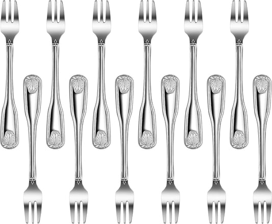 Shell Pattern 18/0 Stainless Steel Oyster Fork, 6-Inch, Set of 12, Commercial Grade