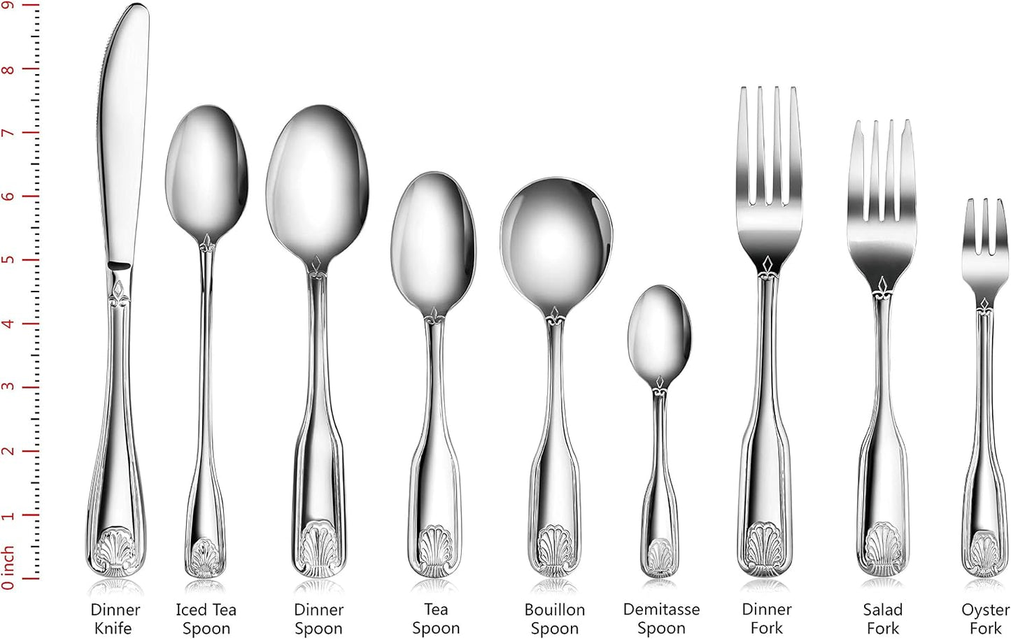 Shell Pattern 18/0 Stainless Steel Oyster Fork, 6-Inch, Set of 12, Commercial Grade