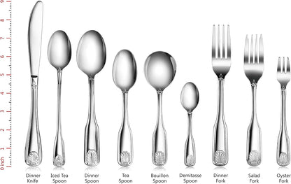 Shell Pattern 18/0 Stainless Steel Oyster Fork, 6-Inch, Set of 12, Commercial Grade