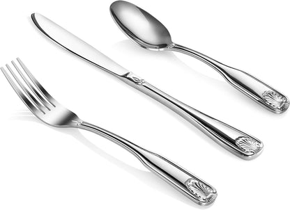Shell Pattern 18/0 Stainless Steel Oyster Fork, 6-Inch, Set of 12, Commercial Grade