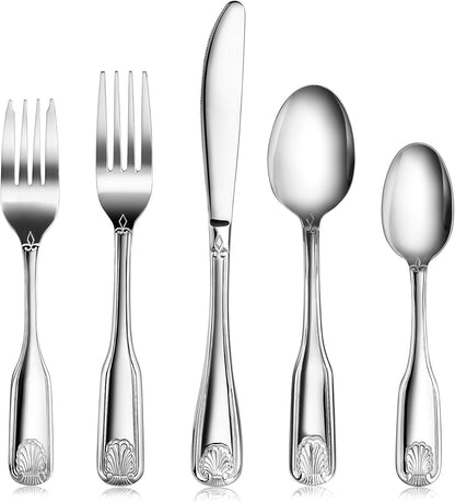 Shell Pattern 18/0 Stainless Steel Oyster Fork, 6-Inch, Set of 12, Commercial Grade