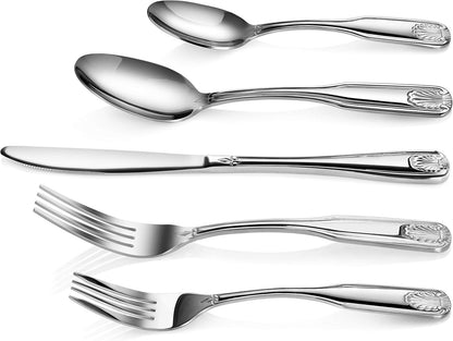 Shell Pattern 18/0 Stainless Steel Oyster Fork, 6-Inch, Set of 12, Commercial Grade