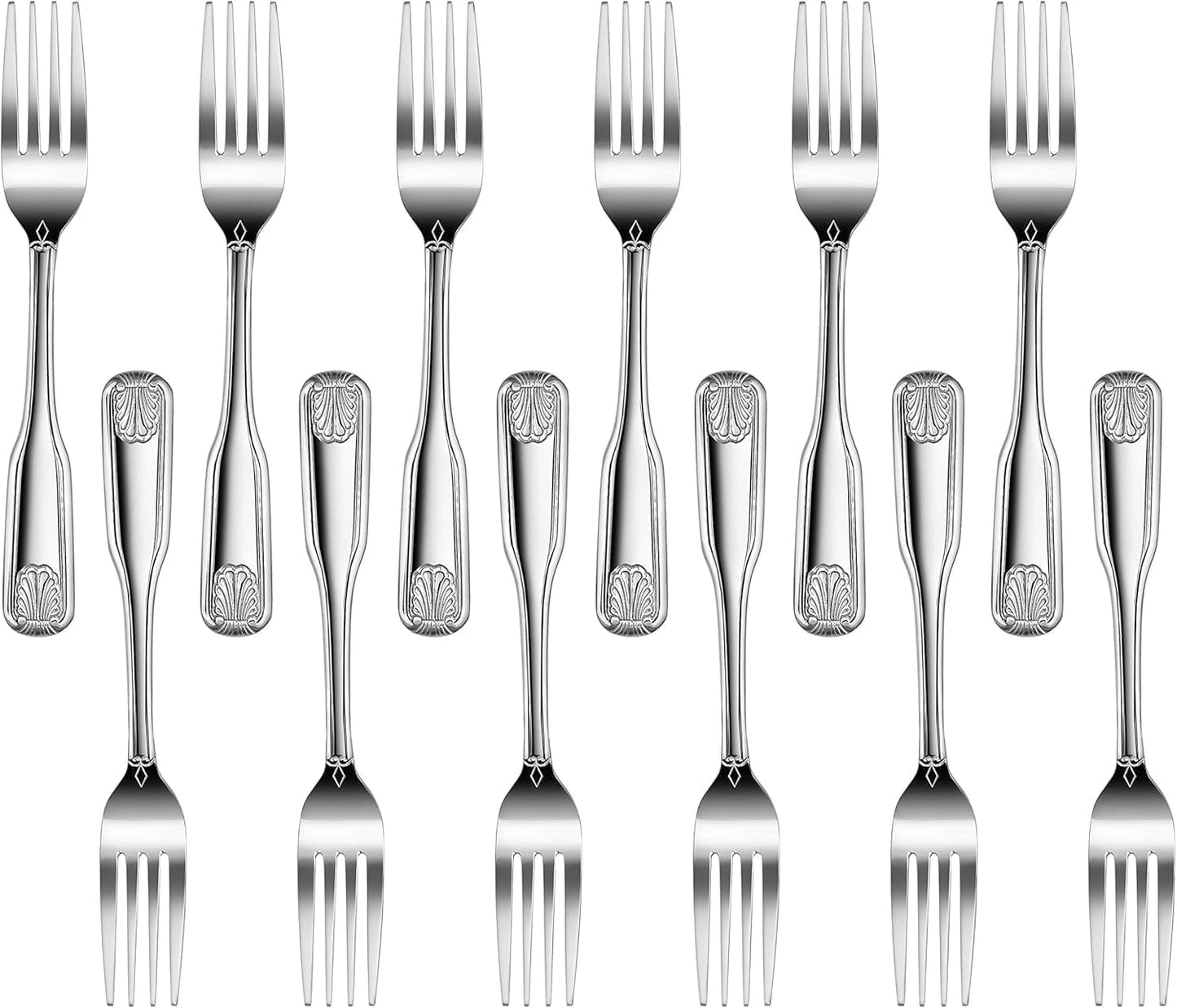 Shell Pattern 18/0 Stainless Steel Oyster Fork, 6-Inch, Set of 12, Commercial Grade