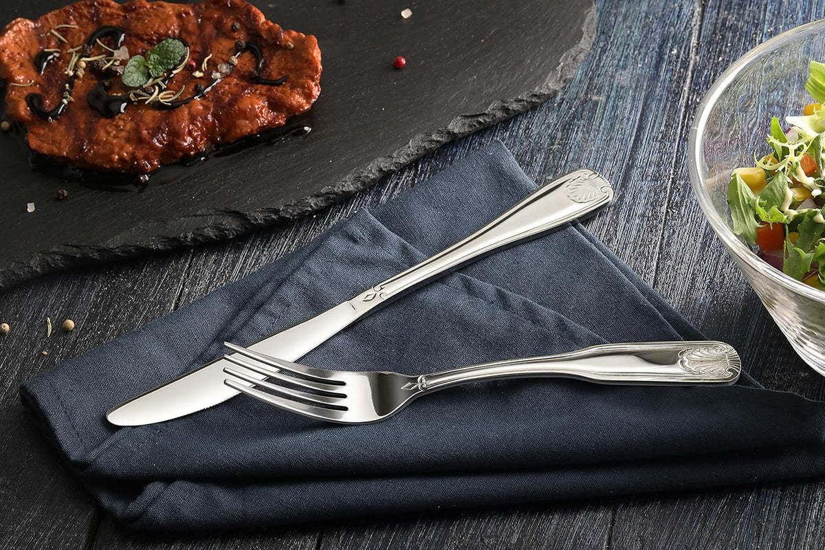 Shell Pattern 18/0 Stainless Steel Oyster Fork, 6-Inch, Set of 12, Commercial Grade