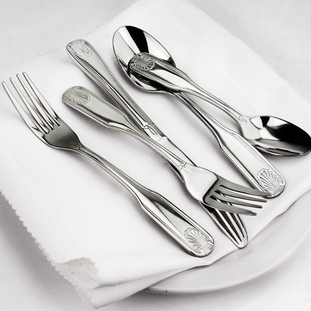 Shell Pattern 18/0 Stainless Steel Oyster Fork, 6-Inch, Set of 12, Commercial Grade