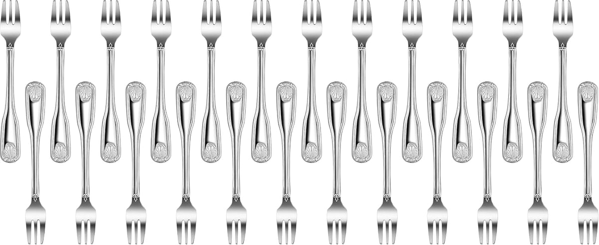 Shell Pattern 18/0 Stainless Steel Oyster Fork, 6-Inch, Set of 12, Commercial Grade
