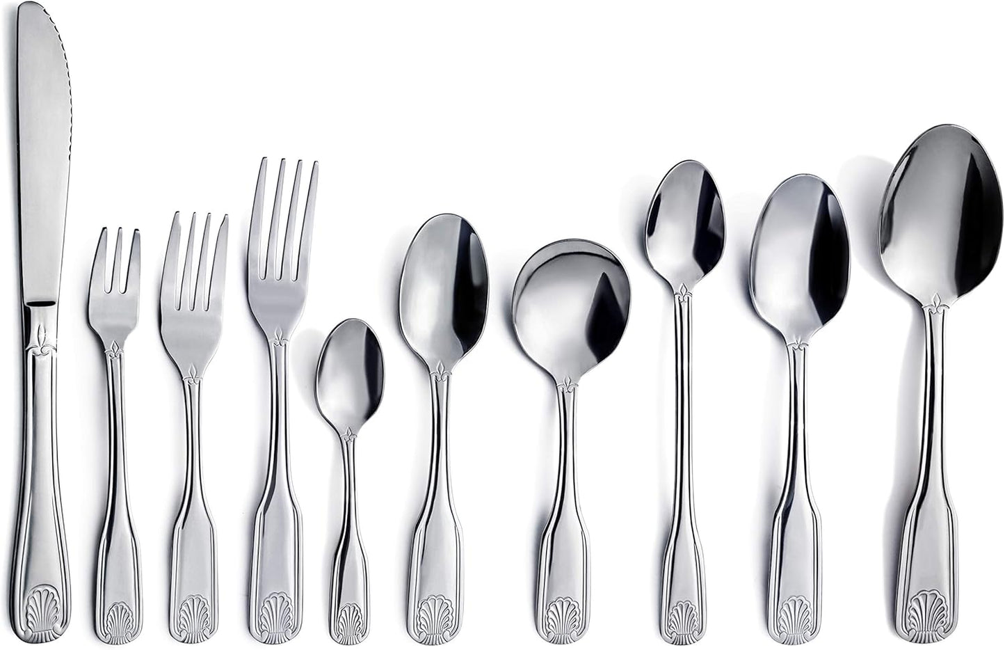 Shell Pattern 18/0 Stainless Steel Oyster Fork, 6-Inch, Set of 12, Commercial Grade