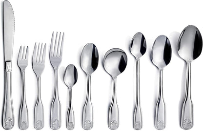 Shell Pattern 18/0 Stainless Steel Oyster Fork, 6-Inch, Set of 12, Commercial Grade