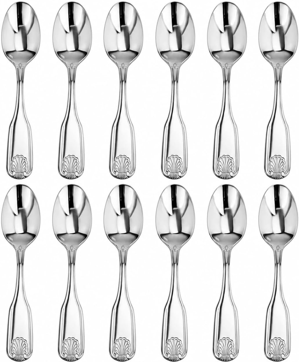 Shell Pattern 18/0 Stainless Steel Oyster Fork, 6-Inch, Set of 12, Commercial Grade