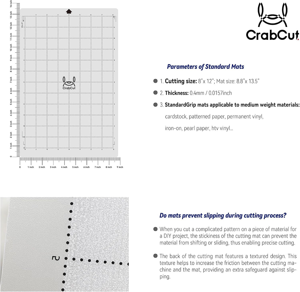 Cutting Mats for Silhouette Portrait 3/4: 8"x12" 4 Pack Standard Stickness Dot Design Durable Long Lasting Replacement Sticky Cut Mat for HTV Vinyl Cardstock Projects