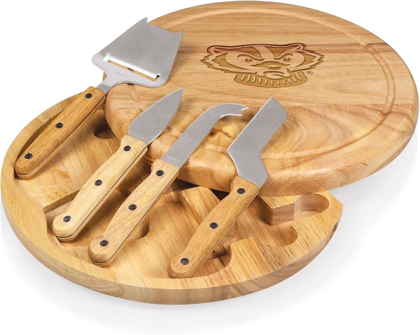 PICNIC TIME NCAA Circo Cheese Board and Knife Set - Charcuterie Board Set - Wood Cutting Board - Colors C