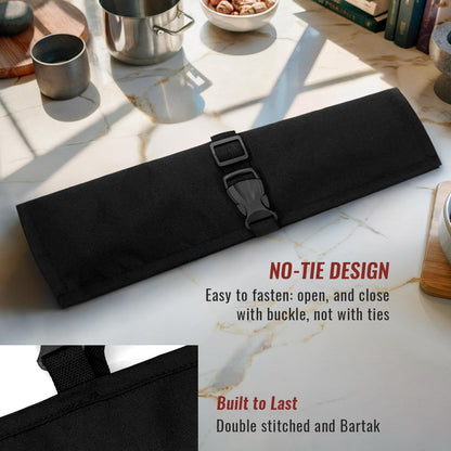 Knife Roll Case, Leather Support, Bag For Chef, 3 Slots, Gray | Heavy Duty Oxford Canvas Pouch, Leather Support, Portable Bag for Cooking Tools, Utensils, Cutlery Knives, BBQ, Travel, Gift