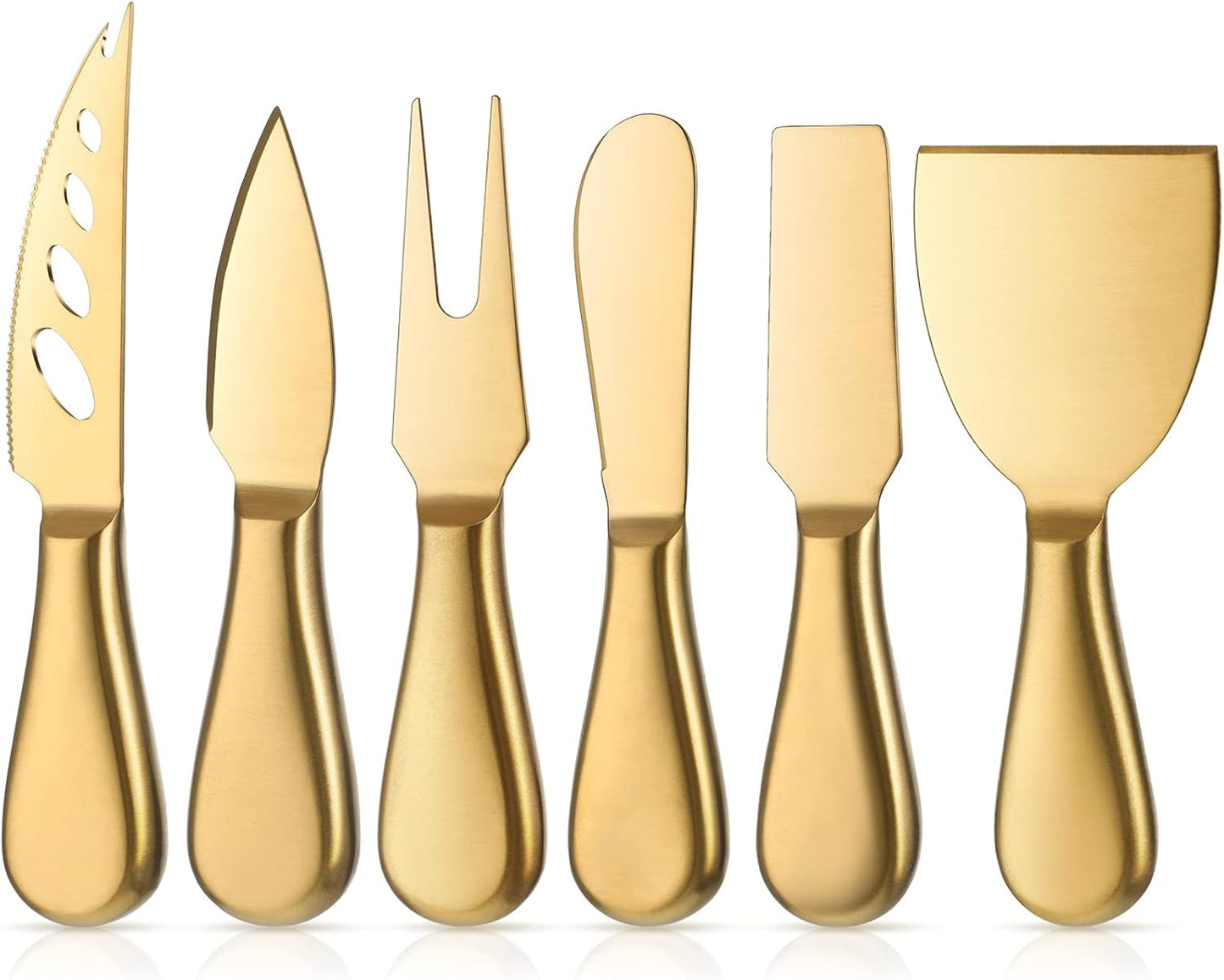 Stainless Steel Cheese Knives Set, Cheese Tools with Cheese Slicer and Cheese Cutters for Kitchen (Gold,6 Pieces)
