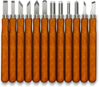 Wood Carving Tools Kit - Wood Carving Knife Set for Beginners, Professionals, Hobbyists, Artists, and Sculptors - Multipurpose Sculpting, Soap Carving, Pumpkin Carving(WOOD HANDLE)