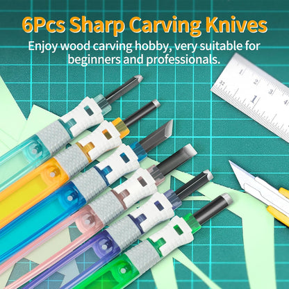 Wood Carving Tools Kit - Wood Carving Knife Set for Beginners, Professionals, Hobbyists, Artists, and Sculptors - Multipurpose Sculpting, Soap Carving, Pumpkin Carving(WOOD HANDLE)
