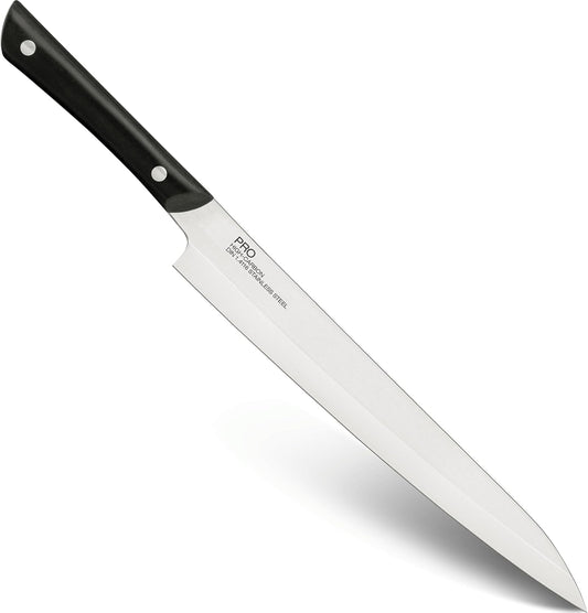 PRO 9.5" Yanagiba Knife | Hand Sharpened Japanese Sashimi Knife, German Din1.4116 Stainless Steel Blade, Full-Tang POM Handle