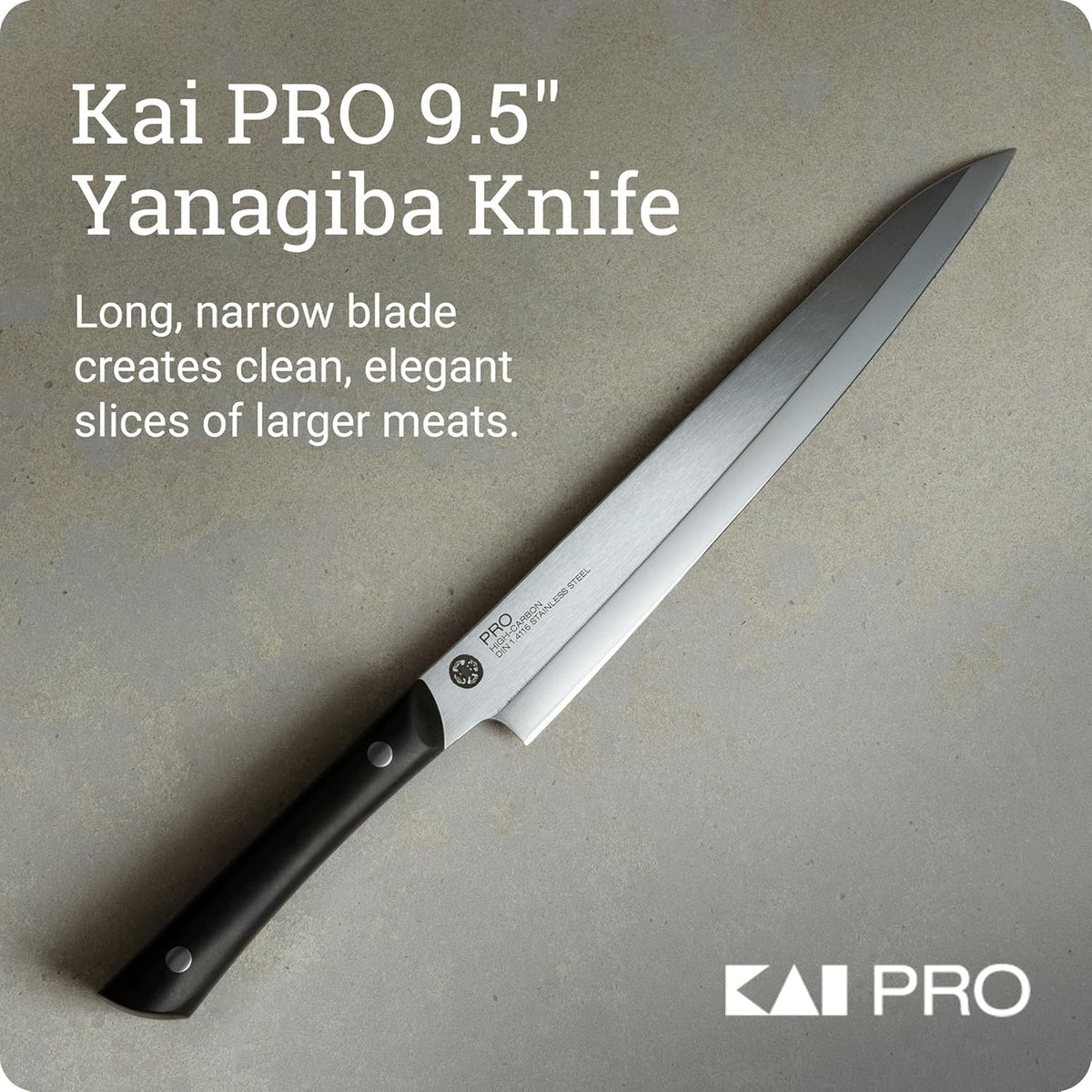 PRO 9.5" Yanagiba Knife | Hand Sharpened Japanese Sashimi Knife, German Din1.4116 Stainless Steel Blade, Full-Tang POM Handle