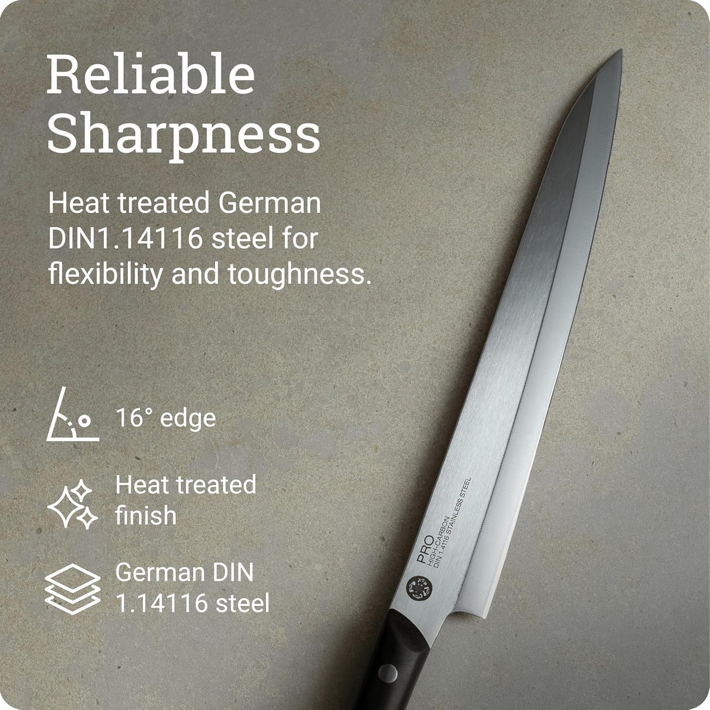 PRO 9.5" Yanagiba Knife | Hand Sharpened Japanese Sashimi Knife, German Din1.4116 Stainless Steel Blade, Full-Tang POM Handle