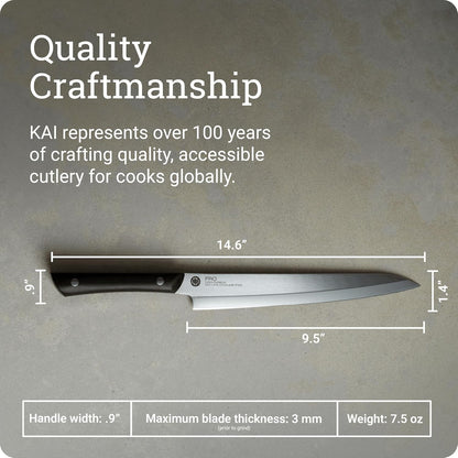 PRO 9.5" Yanagiba Knife | Hand Sharpened Japanese Sashimi Knife, German Din1.4116 Stainless Steel Blade, Full-Tang POM Handle