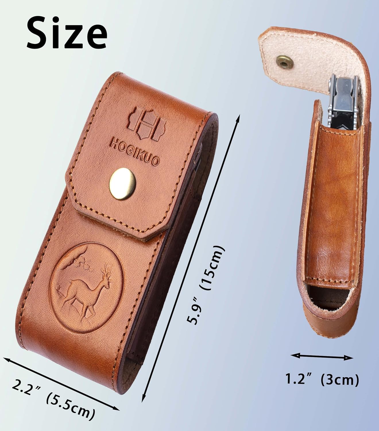 Leather Multitool Sheath，Multi Tool Holster for Leatherman, Gerber, SOG and Similar Folding Tools (Brown, for 5" to 5.5" Tools)