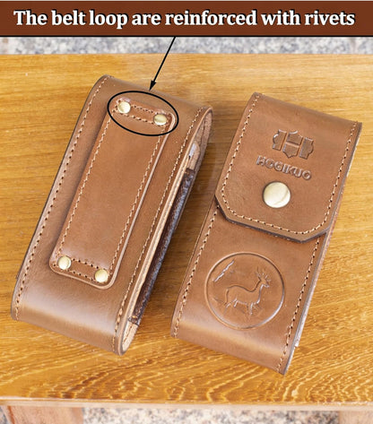 Leather Multitool Sheath，Multi Tool Holster for Leatherman, Gerber, SOG and Similar Folding Tools (Brown, for 5" to 5.5" Tools)