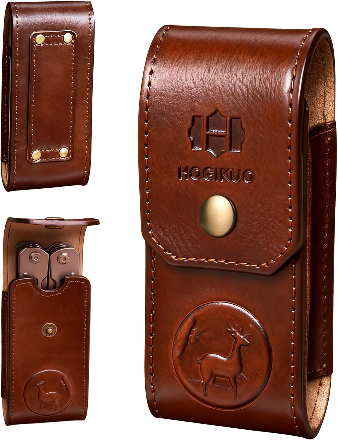 Leather Multitool Sheath，Multi Tool Holster for Leatherman, Gerber, SOG and Similar Folding Tools (Brown, for 5" to 5.5" Tools)