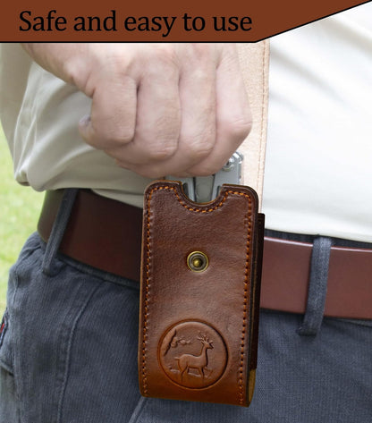 Leather Multitool Sheath，Multi Tool Holster for Leatherman, Gerber, SOG and Similar Folding Tools (Brown, for 5" to 5.5" Tools)