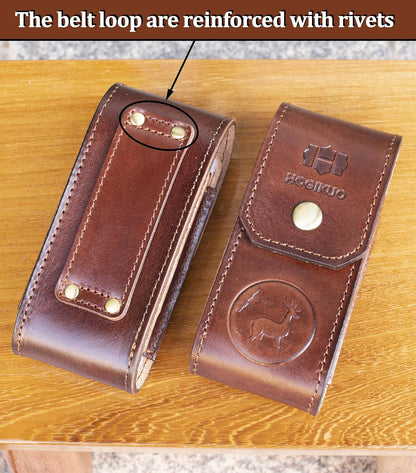 Leather Multitool Sheath，Multi Tool Holster for Leatherman, Gerber, SOG and Similar Folding Tools (Brown, for 5" to 5.5" Tools)