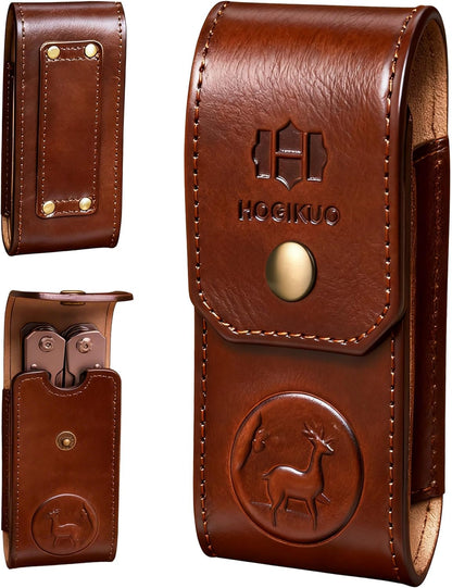Leather Multitool Sheath，Multi Tool Holster for Leatherman, Gerber, SOG and Similar Folding Tools (Brown, for 5" to 5.5" Tools)