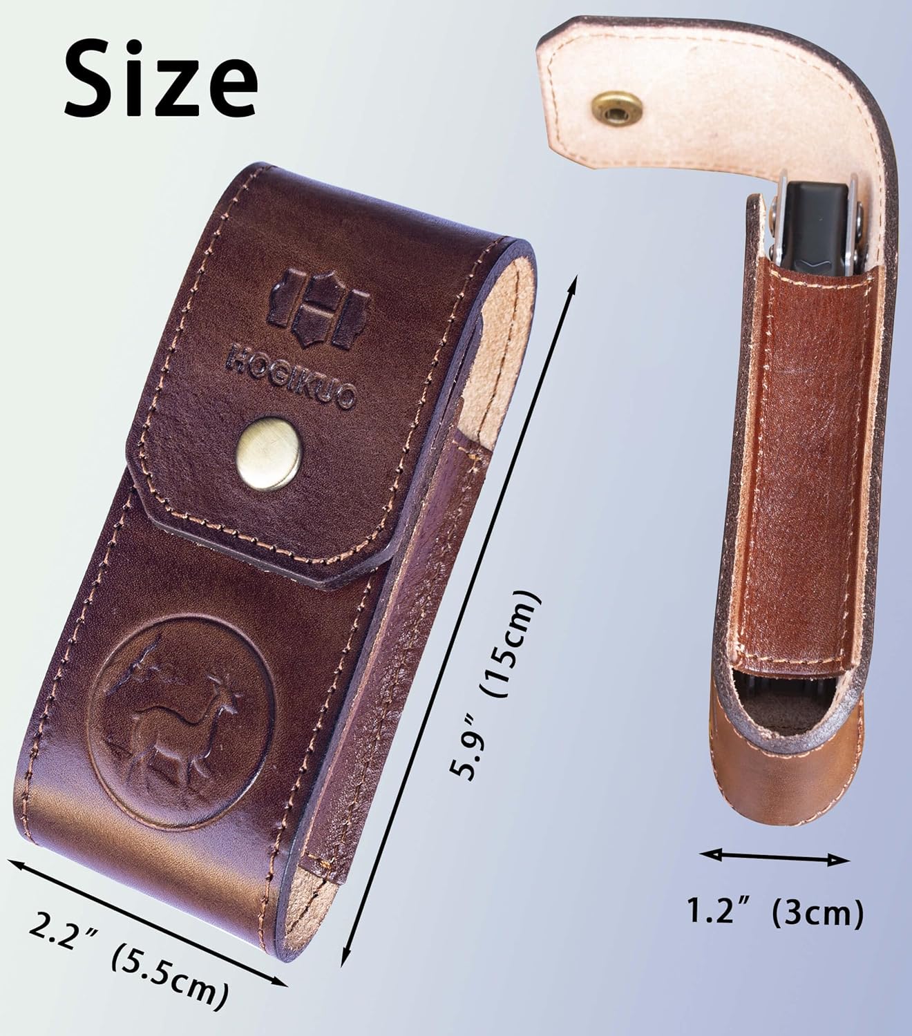 Leather Multitool Sheath，Multi Tool Holster for Leatherman, Gerber, SOG and Similar Folding Tools (Brown, for 5" to 5.5" Tools)