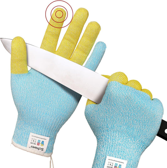 SlicePro Patented Cut Resistant Gloves AR1345 with ANSI A9 Reinforced 4 Fingers, Food Grade & Touch Screen Cutting Gloves Without Fiberglass, Suit for Kitchen Meat Cutting, Oyster Shucking, S