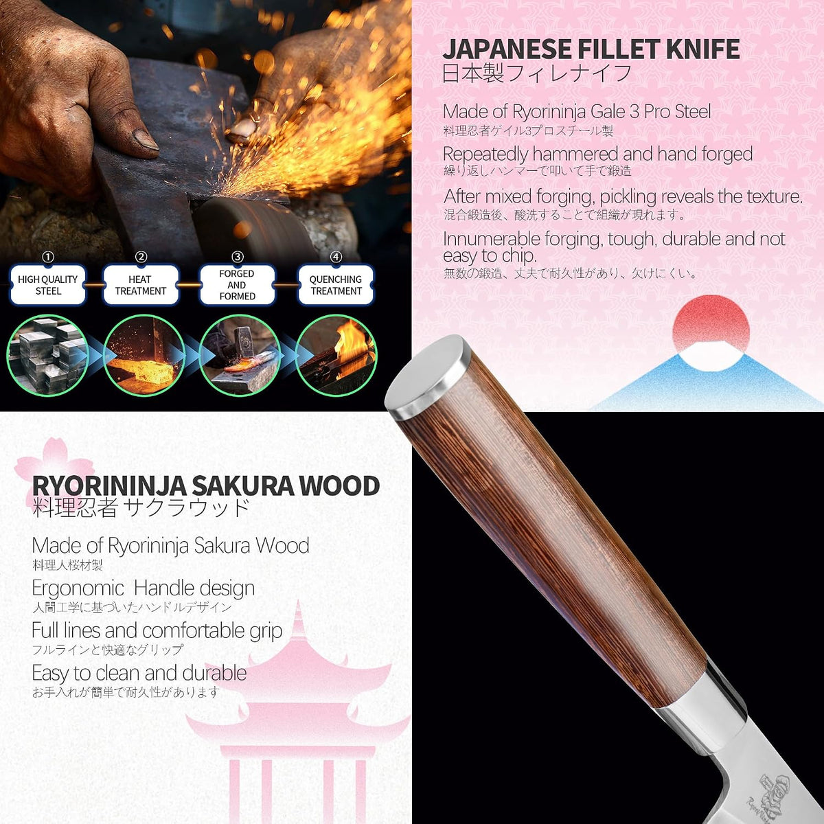 Dexter Nakiri 7.1 inch Japanese Steel Kitchen Chef Knife, Professional stainless Steel Usba cooking Knife with Gift Box for Men and Women(7.1" Nakiri)