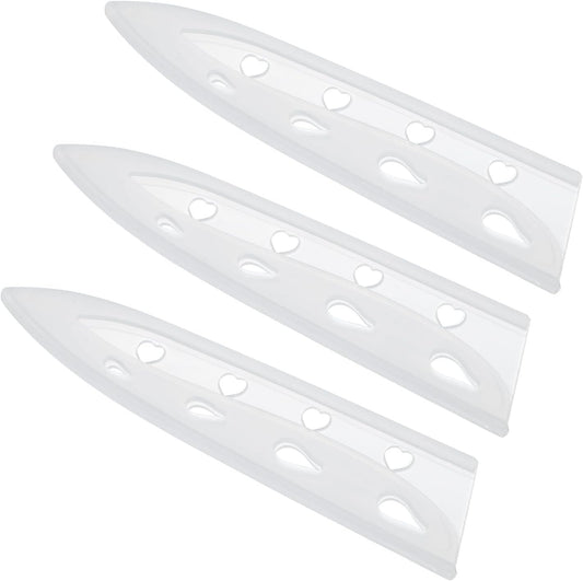 3Pcs Plastic Safety Knife Cover Sleeves for 5" Paring Knife, Chopping Knife Guard Blade Protector Universal Knife Sheath for Kitchen Bar, White