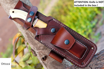 TOP GRAIN Leather Knife Sheaths for Fixed Blade Knives, Leather Knife Sheath for Belt, Leather Knife Holster Belt Knife Holder, Vertical Knife Sheath for Belt No:207