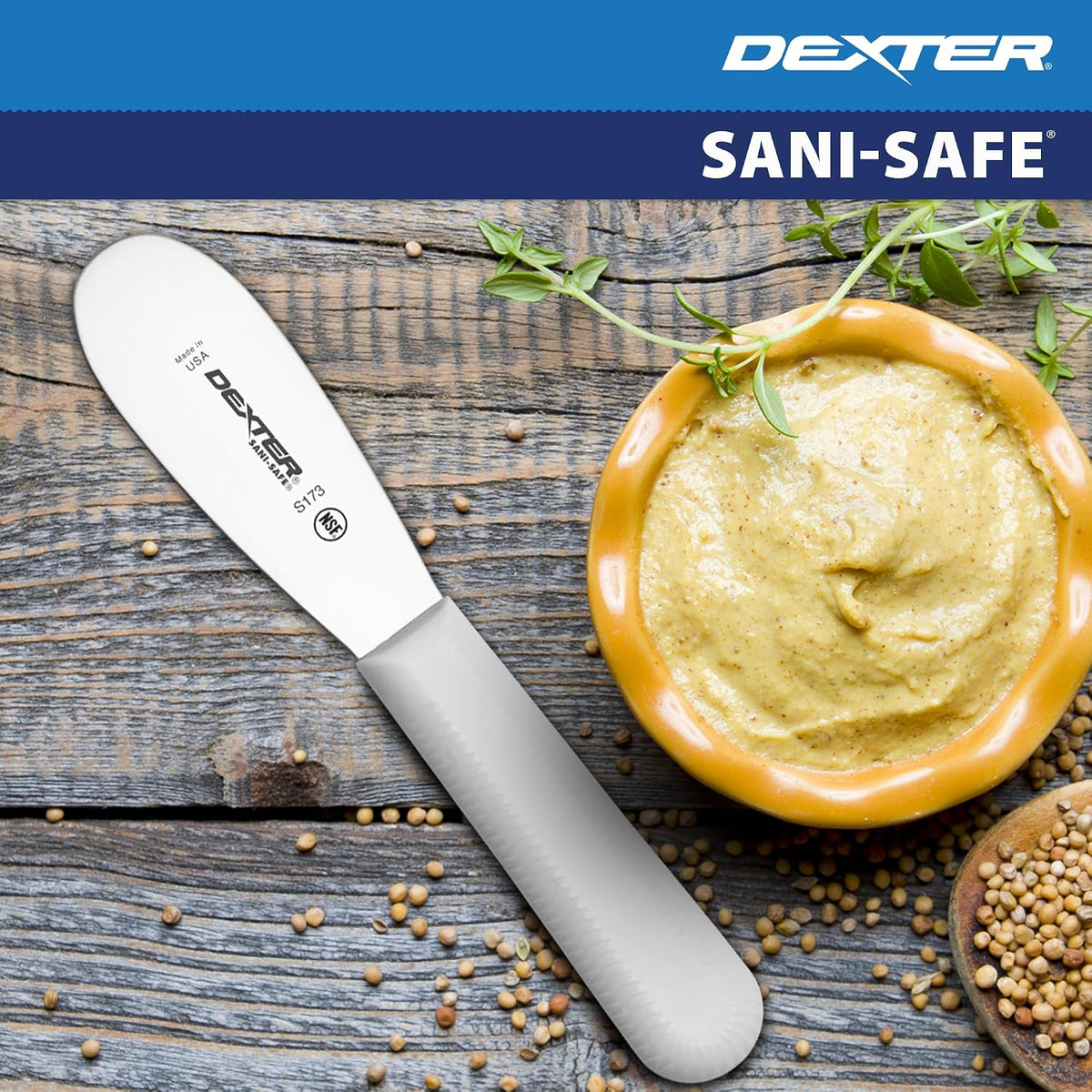 ‌‌ S173PCP Sani-Safe 18193 Sandwich Spreader, 3-1/2" Stainless Steel Blade with Textured Polypropylene White Handle, Professional Butter and Condiment Spreader, NSF, Made in USA‌‌‍‌‌