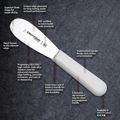 ‌‌ S173PCP Sani-Safe 18193 Sandwich Spreader, 3-1/2" Stainless Steel Blade with Textured Polypropylene White Handle, Professional Butter and Condiment Spreader, NSF, Made in USA‌‌‍‌‌