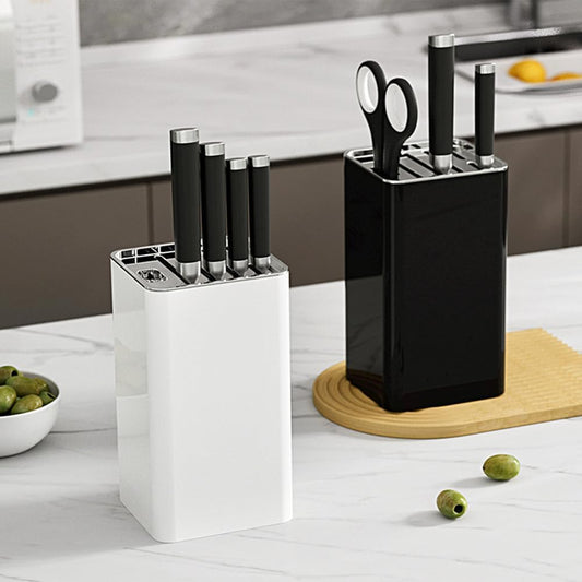 Knife Block Without Knives, Square Knife Holder Detachable Knife Block Holder Safe Storage Chef,Kitchen Knives Storage Box Organiser Stand Bar - White,Black