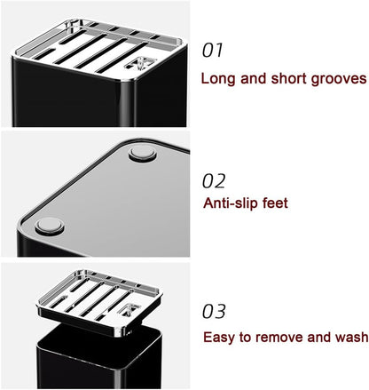 Knife Block Without Knives, Square Knife Holder Detachable Knife Block Holder Safe Storage Chef,Kitchen Knives Storage Box Organiser Stand Bar - White,Black