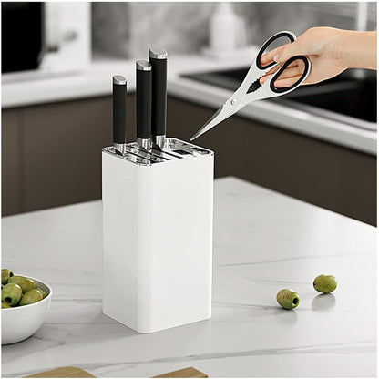 Knife Block Without Knives, Square Knife Holder Detachable Knife Block Holder Safe Storage Chef,Kitchen Knives Storage Box Organiser Stand Bar - White,Black