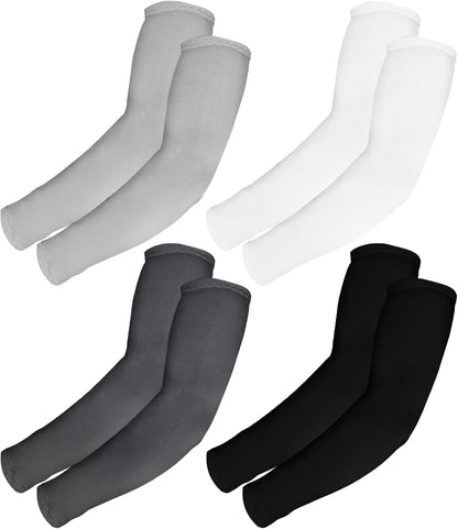 4 Pairs Arm Sleeves for Men UV Sun Protection Compression Arm Sleeves