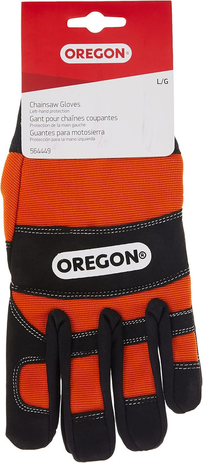 Protective Chainsaw Work Safety Gloves, Left-Hand Protection, Size Large,Black