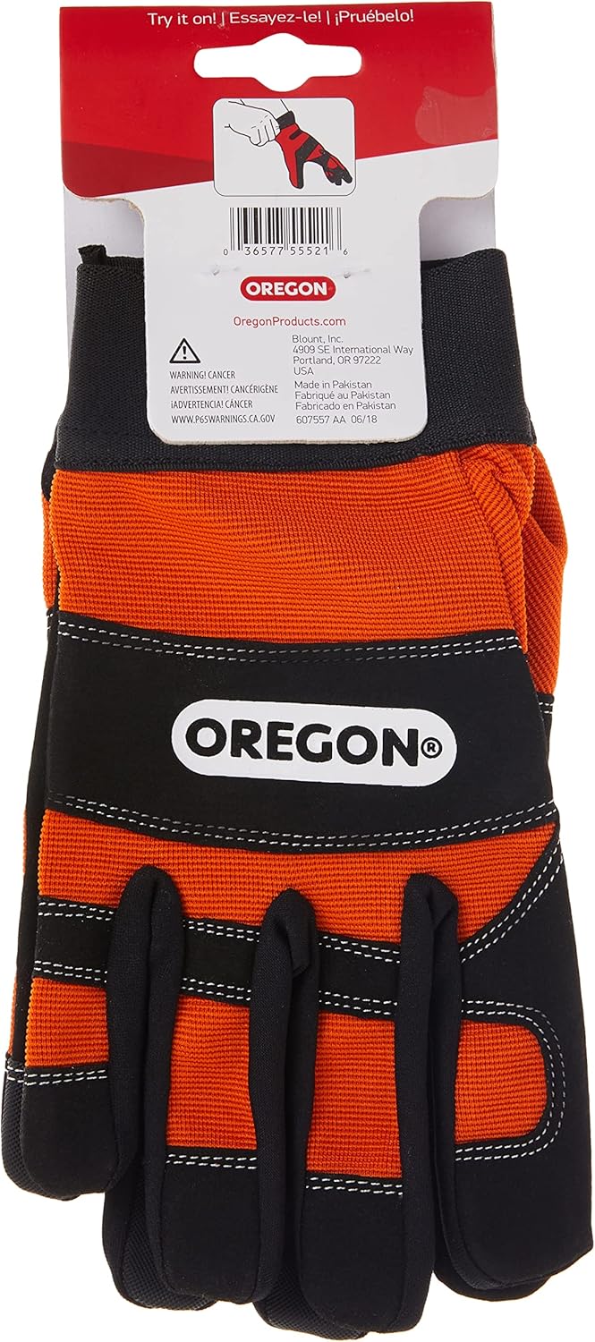 Protective Chainsaw Work Safety Gloves, Left-Hand Protection, Size Large,Black