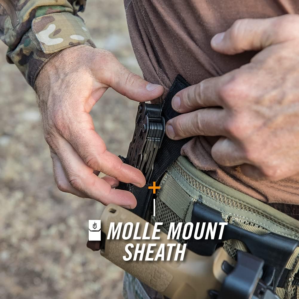 Gear Truss 17-in-1 EDC Needle Nose Pliers Multi tool - includes Pocket Knife, Screwdriver, and Bottle Opener Accessories - Gifts for Men, Fishing and Camping Gear - Gray with Standard Sheath