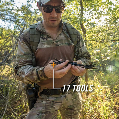 Gear Truss 17-in-1 EDC Needle Nose Pliers Multi tool - includes Pocket Knife, Screwdriver, and Bottle Opener Accessories - Gifts for Men, Fishing and Camping Gear - Gray with Standard Sheath