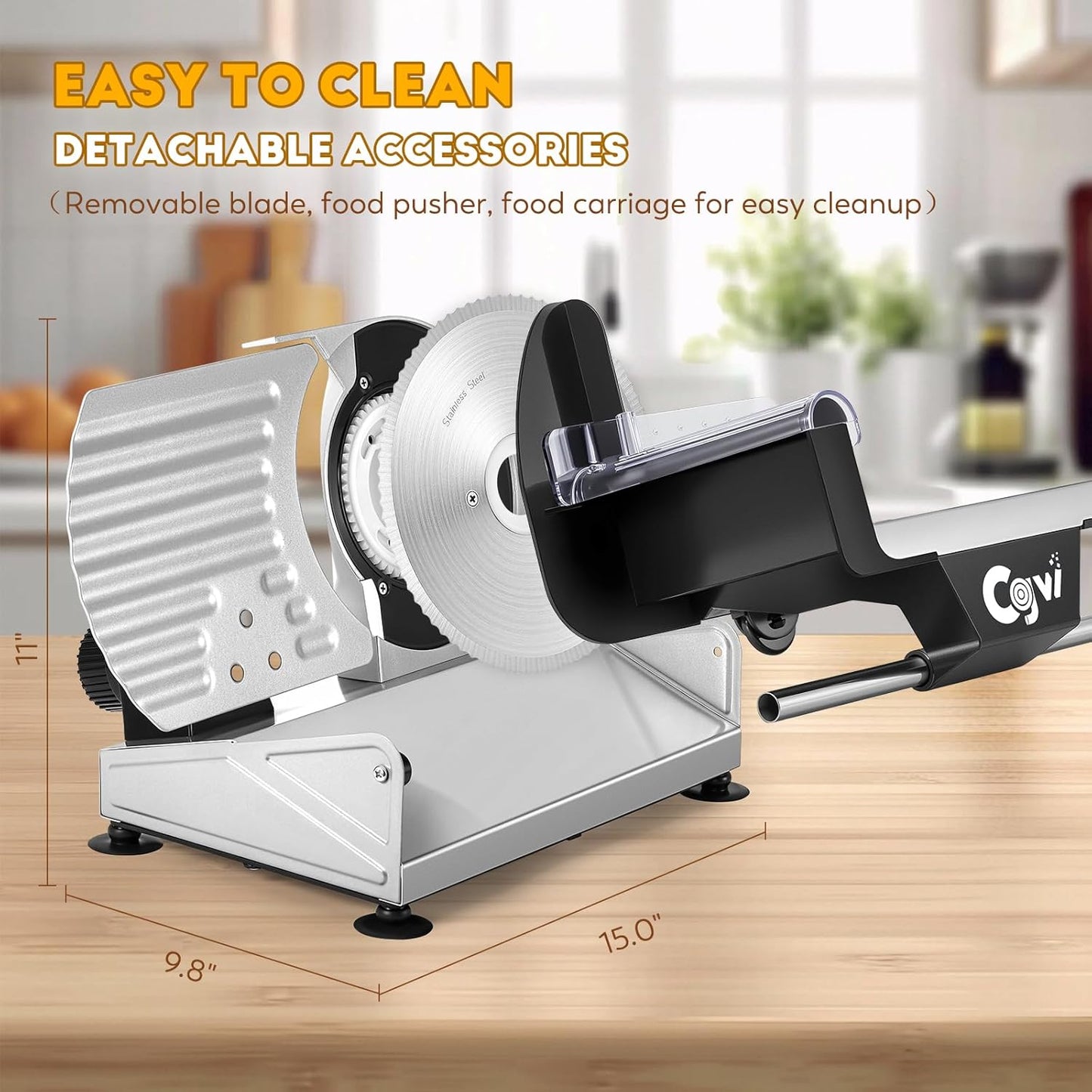 Meat Slicer, 220W Electric Deil Food Slicer with 2 Removable 7.5" Blades, 4/5" Adjustable Thickness, Food Slicer Machine for Home Cutting Meat Cheese Bread Vegetables, 110V CE
